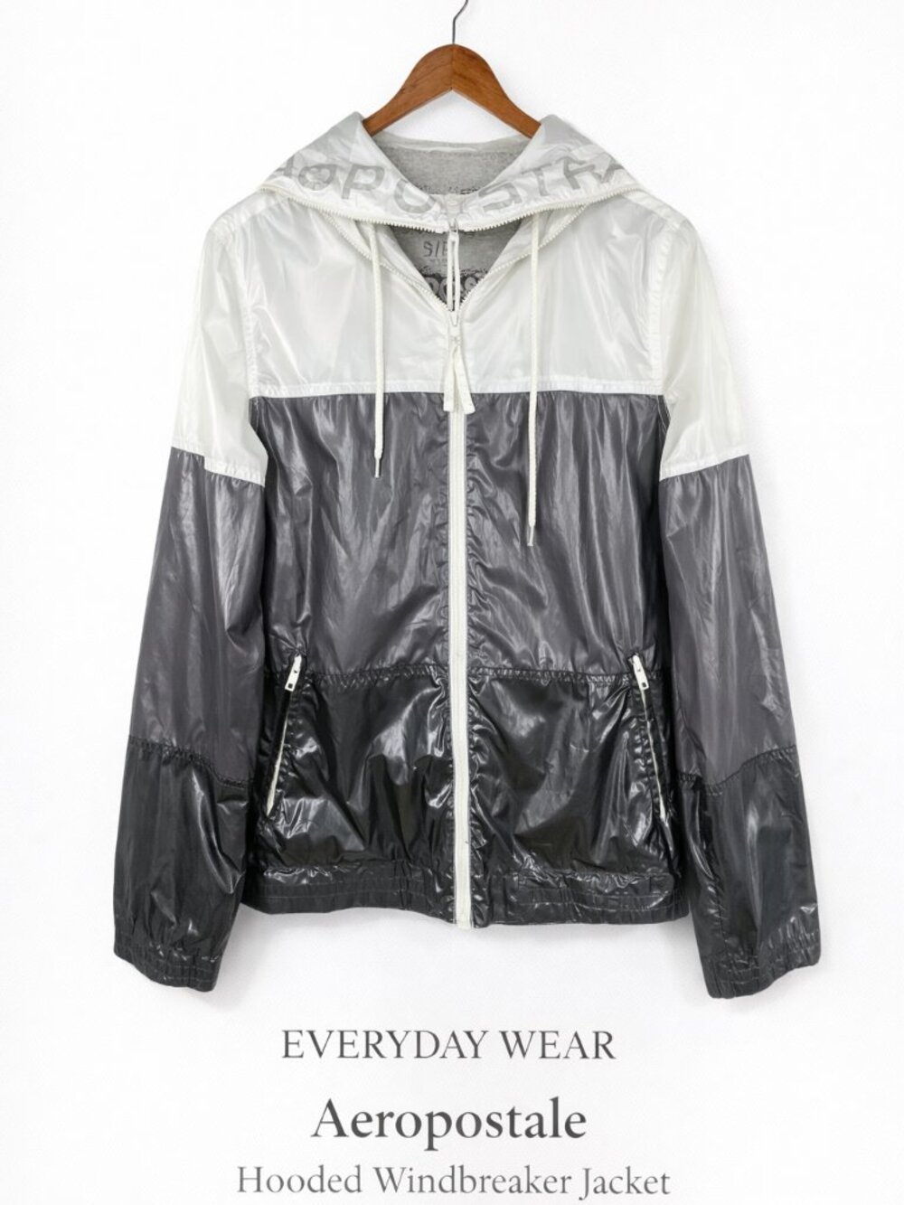 Aeropostale Hooded Windbreaker Colorblock Zip Jacket Sporty Y2K S/P